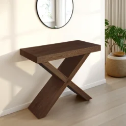 Adelaide tavolo consolle allungabile dark wood noce mdf melaminico h75 p45/95/145/195 l90 2-8 posti