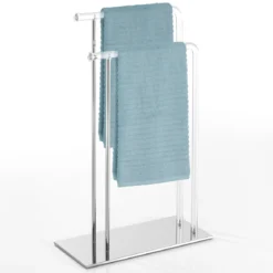 Adina colonna porta asciugamani in acrilico trasparente e acciaio cromato 45x20x h70 cm