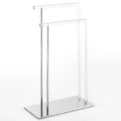 Adina colonna porta asciugamani in acrilico trasparente e acciaio cromato 45x20x h70 cm
