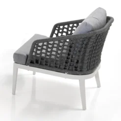 Afteli salotto interno e esterno in alluminio bianco opaco con cuscini tessuto sintetico grigio chiaro