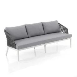 Afteli salotto interno e esterno in alluminio bianco opaco con cuscini tessuto sintetico grigio chiaro