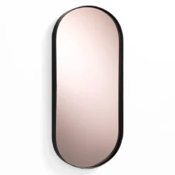 Afterlight oval specchio da parete in acciaio nero opaco specchio di colore rose gold 25x3 h55 cm
