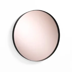 Afterlight round specchio da parete in acciaio nero opaco specchio di colore rose gold 30x3 h40 cm
