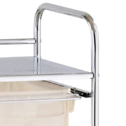 Air cesto porta biancheria in metallo cromato con sacca estraibile e ruote 40x32xh73 cm