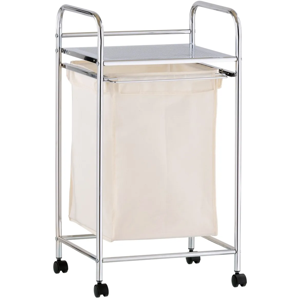Air cesto porta biancheria in metallo cromato con sacca estraibile e ruote 40x32xh73 cm