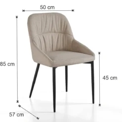 Alice Beige Sedia Imbottita tessuto Beige easy clean struttura metallo nero opaco h85 l50 p57 seduta h45
