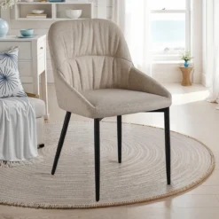 Alice Beige Sedia Imbottita tessuto Beige easy clean struttura metallo nero opaco h85 l50 p57 seduta h45