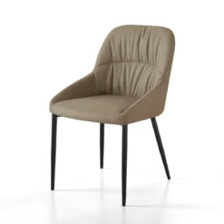 Alice Brown Sedia Imbottita tessuto marrone chiaro easy clean struttura metallo nero opaco h85 l50 p57 seduta h45