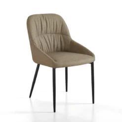 Alice Brown Sedia Imbottita tessuto marrone chiaro easy clean struttura metallo nero opaco h85 l50 p57 seduta h45