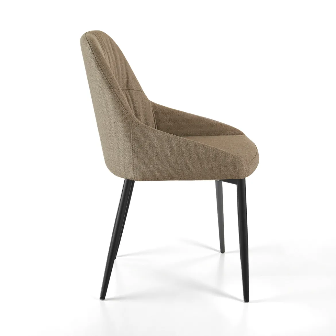 Alice Brown Sedia Imbottita tessuto marrone chiaro easy clean struttura metallo nero opaco h85 l50 p57 seduta h45