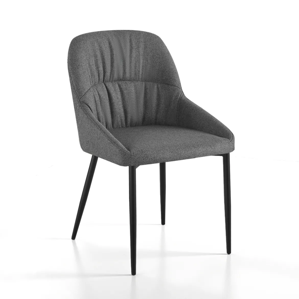 Alice Grey sedia imbottita tessuto grigio easy clean struttura metallo nero opaco h85 l50 p57 seduta h45