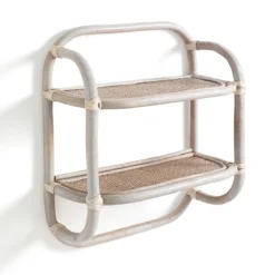 Alka evo mensola da parete 2 ripiani hanna evo in rattan sbiancato 43x20xh50 cm