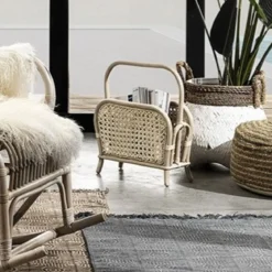 Alopa portariviste in rattan sbiancato 40x20xh41 cm