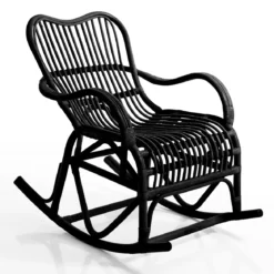 Alpa black sedia a dondolo in rattan nero per interno/esterno 100x85xh85 cm