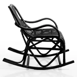 Alpa black sedia a dondolo in rattan nero per interno/esterno 100x85xh85 cm