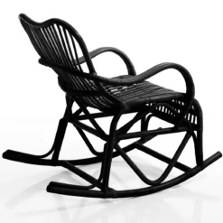 Alpa black sedia a dondolo in rattan nero per interno/esterno 100x85xh85 cm
