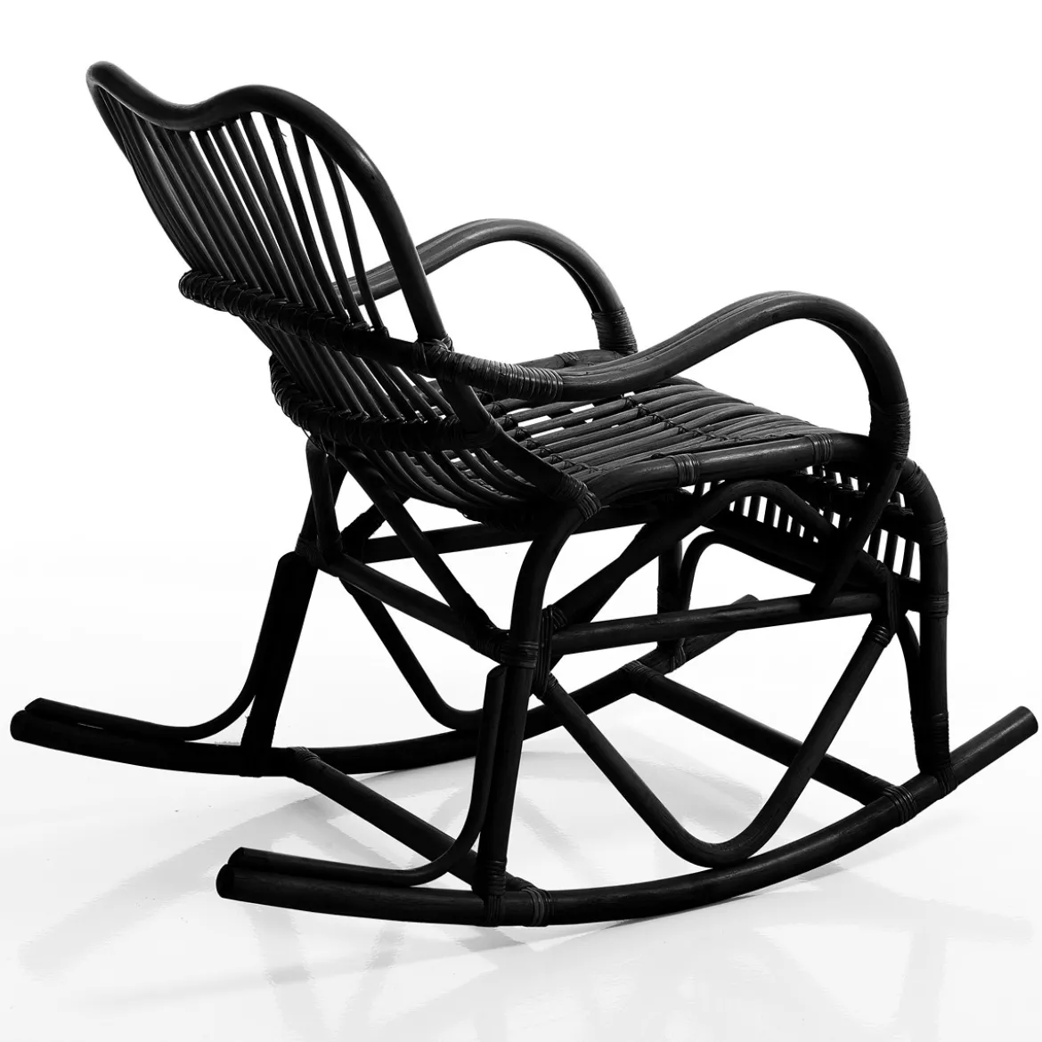 Alpa black sedia a dondolo in rattan nero per interno/esterno 100x85xh85 cm