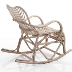 Alpa sedia a dondolo in rattan sbiancato per interno/esterno 100x85xh85 cm