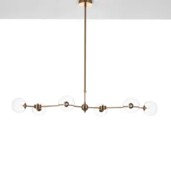 Alycia a clear lampadario acciaio verniciato ottone anticato opaco sfere in vetro trasparente cm 120 x 68 h90