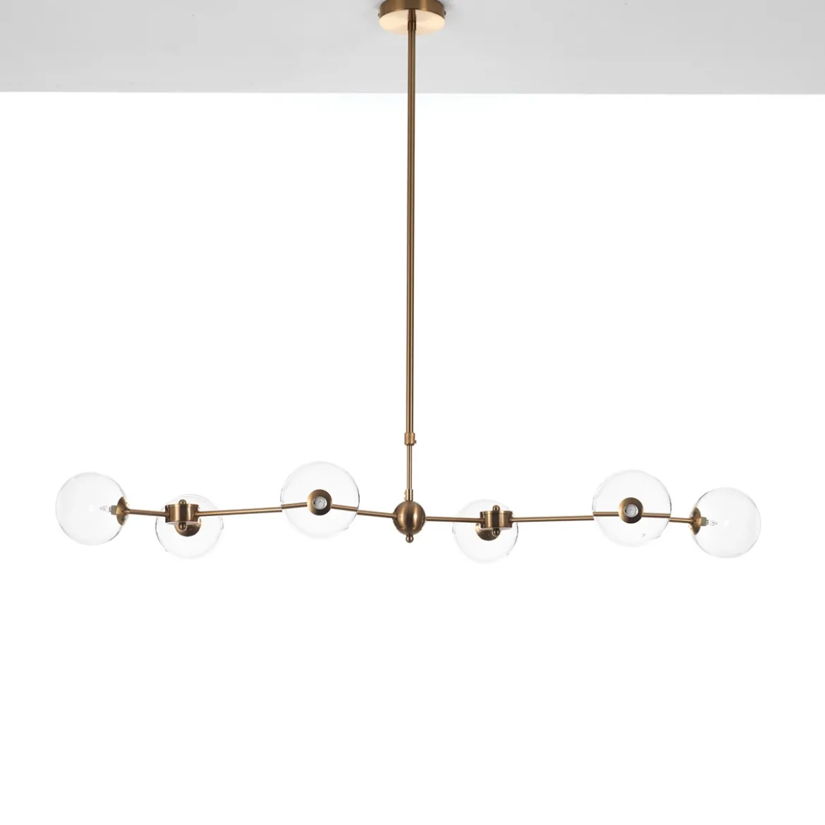 Alycia a clear lampadario acciaio verniciato ottone anticato opaco sfere in vetro trasparente cm 120 x 68 h90