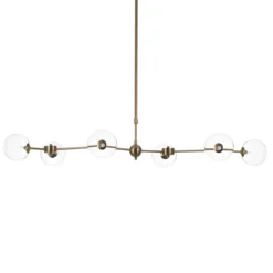Alycia a clear lampadario acciaio verniciato ottone anticato opaco sfere in vetro trasparente cm 120 x 68 h90