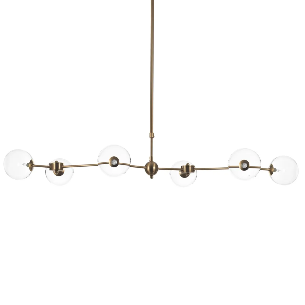 Alycia a clear lampadario acciaio verniciato ottone anticato opaco sfere in vetro trasparente cm 120 x 68 h90