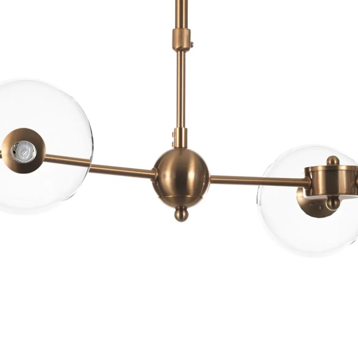 Alycia a clear lampadario acciaio verniciato ottone anticato opaco sfere in vetro trasparente cm 120 x 68 h90
