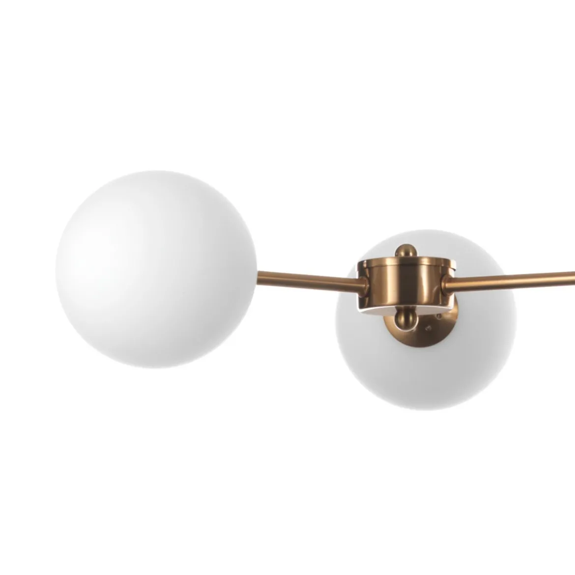 Alycia a lampadario in metallo verniciato ottone opaco e sfere in vetro bianco opaco 120x68 h90-150 cm