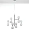 Alycia b lampadario in metallo cromato sfere in vetro bianco opaco con cavo regolabile d75 h56 cm