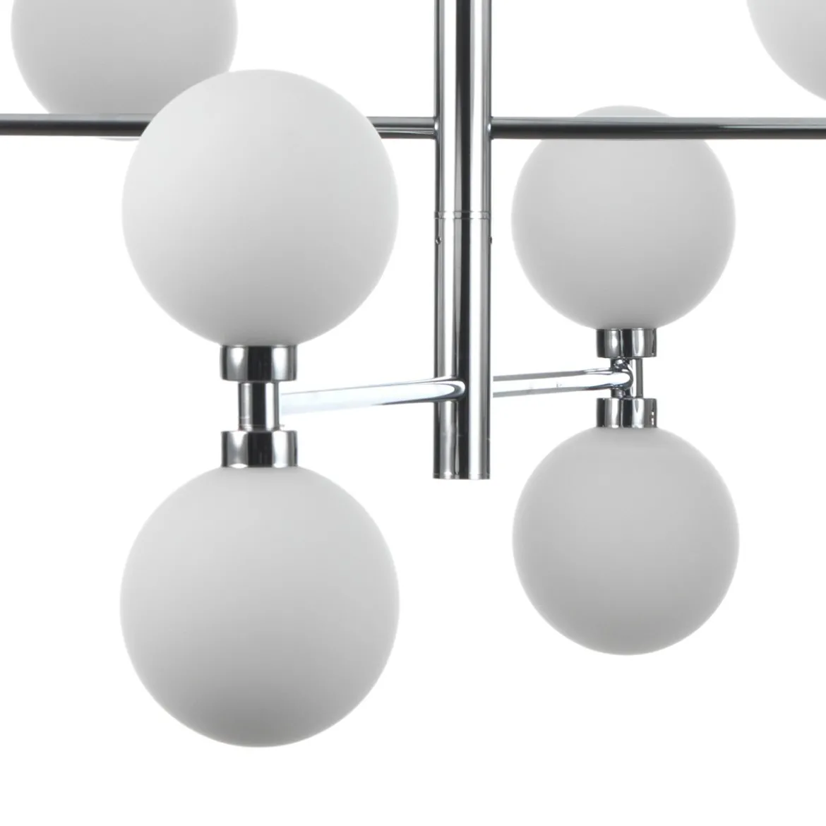 Alycia b lampadario in metallo cromato sfere in vetro bianco opaco con cavo regolabile d75 h56 cm