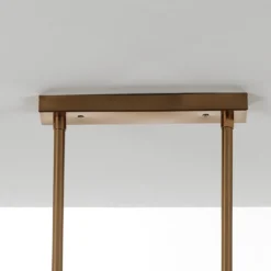 Alycia d lampadario in acciaio oro opaco e 4 sfere in vetro bianco opaco 115x10xh95-132 cm
