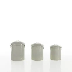 Amerika set 3 mini pattumiere in metallo colore avorio lucido
