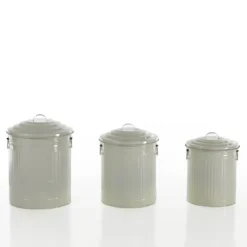 Amerika set 3 pattumiere in metallo colore avorio lucido