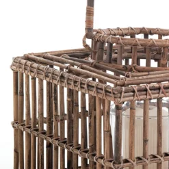 Amla rattan lanterna da interno/esterno in kubu rattan grigio e vetro 35x35xh35 cm