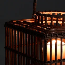 Amla rattan lanterna da interno/esterno in kubu rattan grigio e vetro 35x35xh35 cm