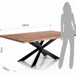 Amon Tavolo in Legno massello di Acacia con base in acciaio verniciato nero opaco 195x100 cm
