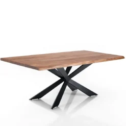 Amon Tavolo in Legno massello di Acacia con base in acciaio verniciato nero opaco 195x100 cm