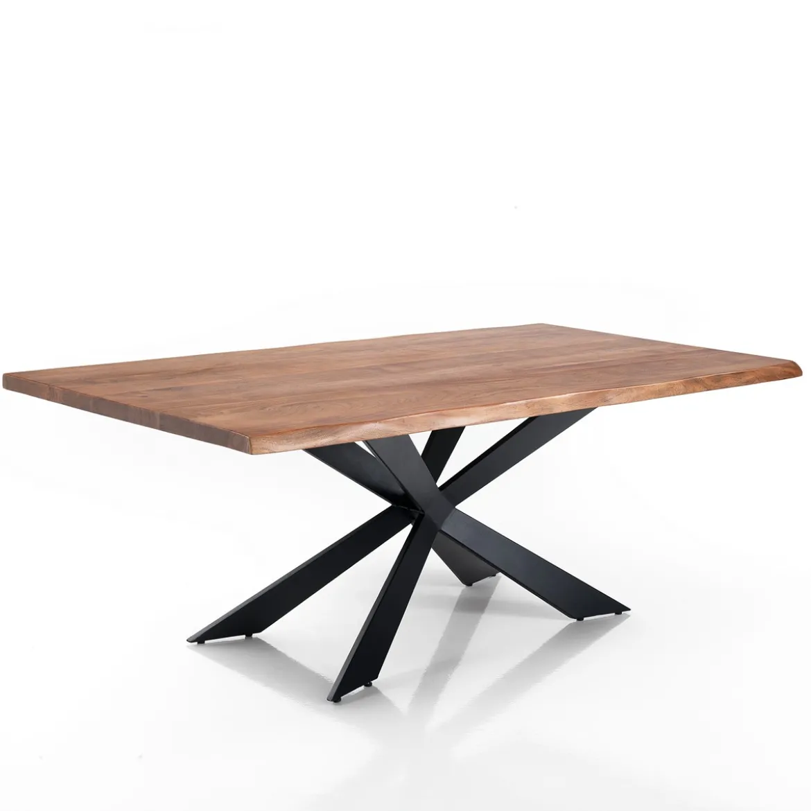 Amon Tavolo in Legno massello di Acacia con base in acciaio verniciato nero opaco 195x100 cm