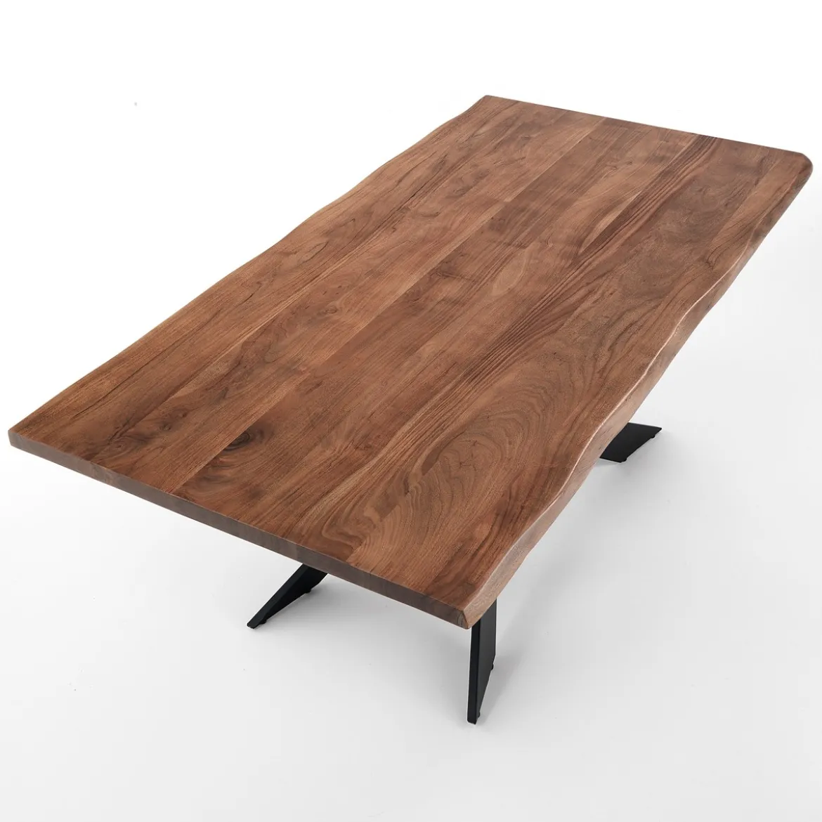 Amon Tavolo in Legno massello di Acacia con base in acciaio verniciato nero opaco 195x100 cm
