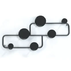 Anya appendiabiti da parete in acciaio nero opaco 6 pomelli 50x7xh20 cm