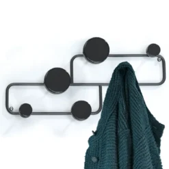 Anya appendiabiti da parete in acciaio nero opaco 6 pomelli 50x7xh20 cm