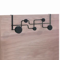 Anya appendiabiti per porta in acciaio nero opaco 5 pomelli 50x11xh16 cm