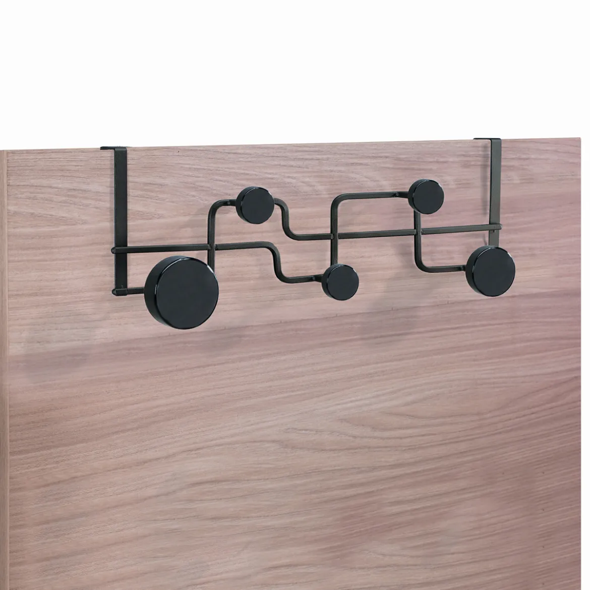 Anya appendiabiti per porta in acciaio nero opaco 5 pomelli 50x11xh16 cm