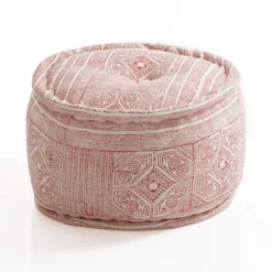 Arae pouf rotondo rosa rivestimento cotone 100% d45xh30 cm