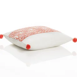 Aramis cuscino rivestimento cotone 100% sfoderabile bianco arancione 45x45 cm
