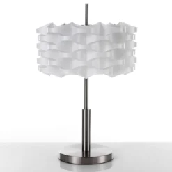 Arca lampada da tavolo in polipropilene bianco opaco e acciaio satinato d36 h47 cm