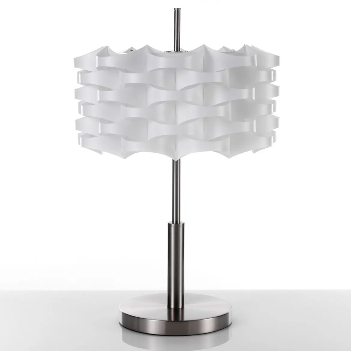 Arca lampada da tavolo in polipropilene bianco opaco e acciaio satinato d36 h47 cm