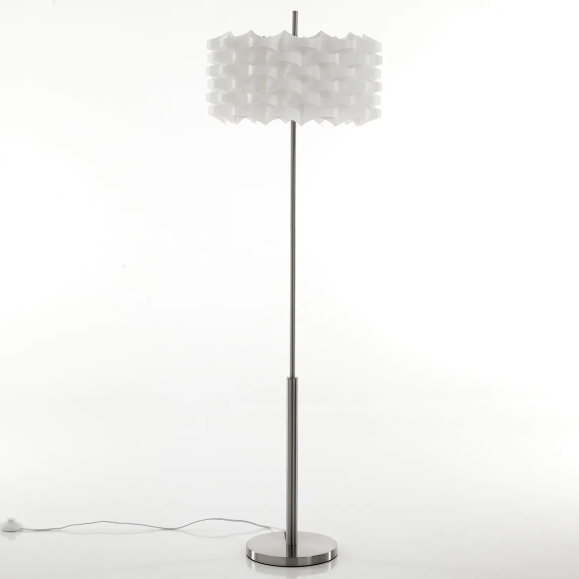 Arca lampada da terra in polipropilene bianco opaco e acciaio satinato d45 h145 cm