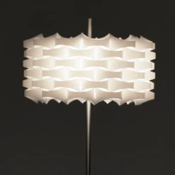 Arca lampada da terra in polipropilene bianco opaco e acciaio satinato d45 h145 cm