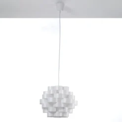 Arca lampadario in polipropilene bianco opaco con filo regolabile d40 h30 cm